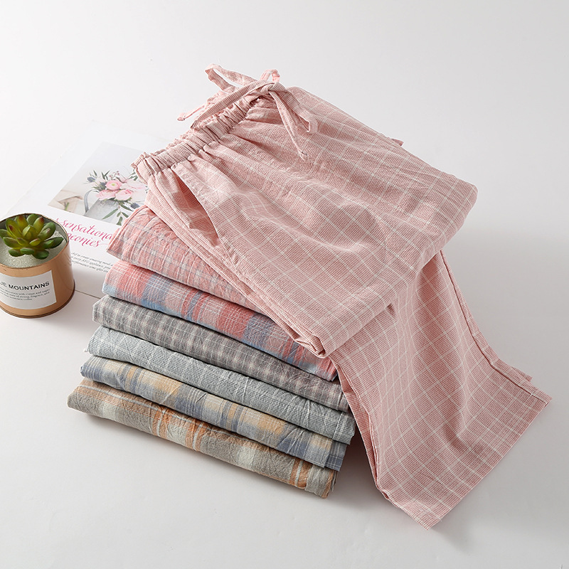 Straight casual checkered pajama pants直筒休闲格子居家睡裤女