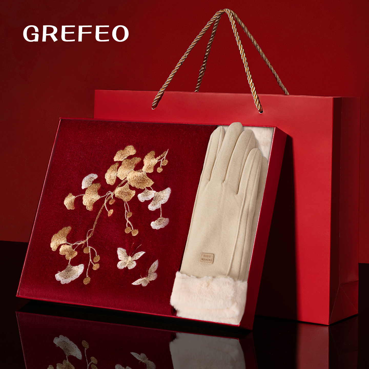 红色羊毛围巾送妈妈长辈女2025新款冬季保暖高档礼盒围脖生日礼物