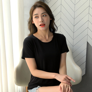 莫代尔短袖白色面膜t恤女夏V领2025年新款冰丝低领宽松打底衫上衣