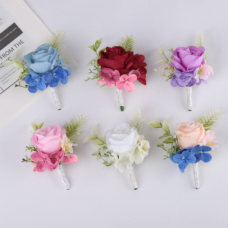 韩式仿真花玫瑰婚礼胸花结婚商务会议嘉宾西装襟花新娘伴娘手腕花