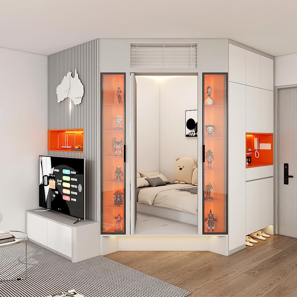 香港公屋全屋家私定制客厅间房电视柜衣柜榻榻米卧室地台床订造