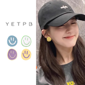 彩色多巴胺笑脸软垫耳夹无耳洞可爱甜美小巧精致耳环小众气质耳饰