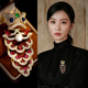 国风红色醒狮胸针女轻奢高级感胸花高端精致时尚 别针奢华气质配饰