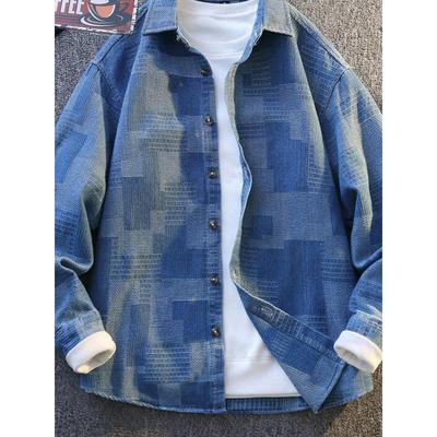 恒源祥牛仔衬衫春季2025新款港风高级感痞帅文艺格子休闲长袖衬衣