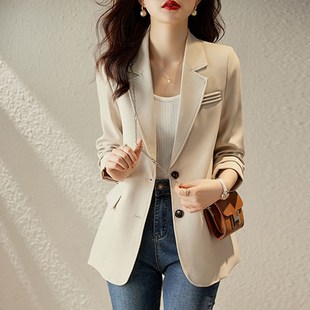 高級設計感小L眾上衣休閑韓版 西服女 外套女春秋s新款 速發咖色西裝