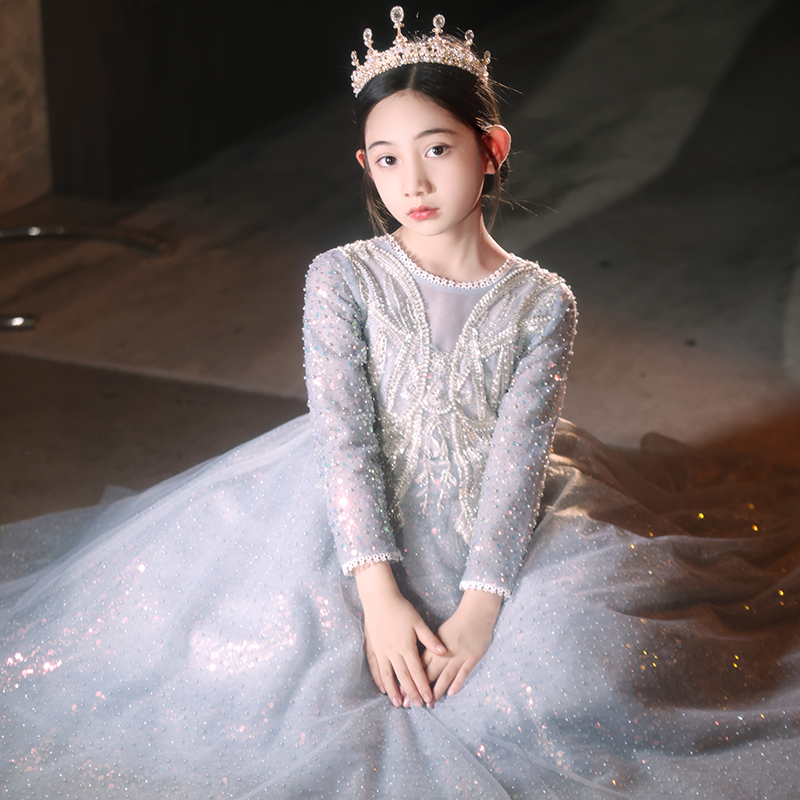 儿童晚礼服公主h裙高端女童钢琴演出服花童蓬蓬纱小孩主持花童婚