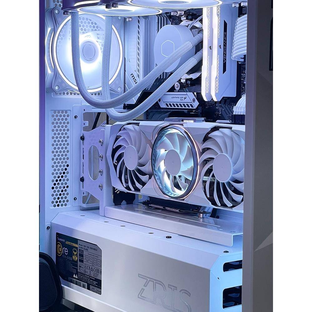 显卡竖立放加长强磁竖装支架套装PCIE3.0/4.0延长线白色直角90度