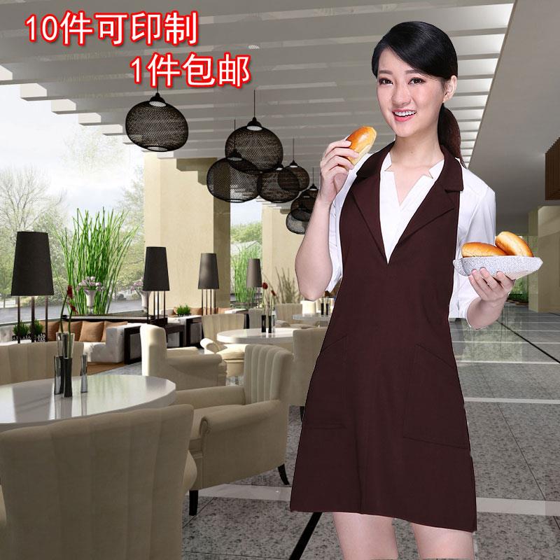 韩版时尚西装领围裙定制logo公主欧式西餐厅咖啡厅厨房工作服围裙