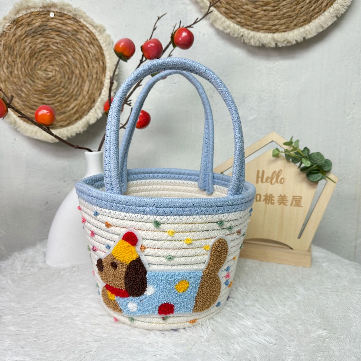 腊肠狗棉绳编织收纳提篮,收纳整理,收纳筐,淘宝优惠券,粉丝福利购,淘宝优惠卷