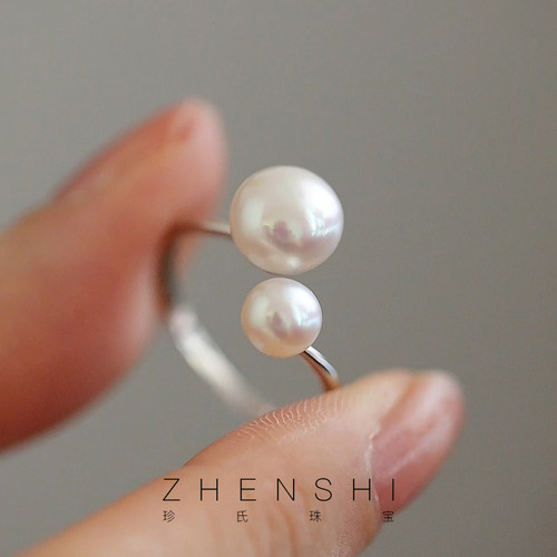 天然淡水珍珠戒指女款时尚百搭