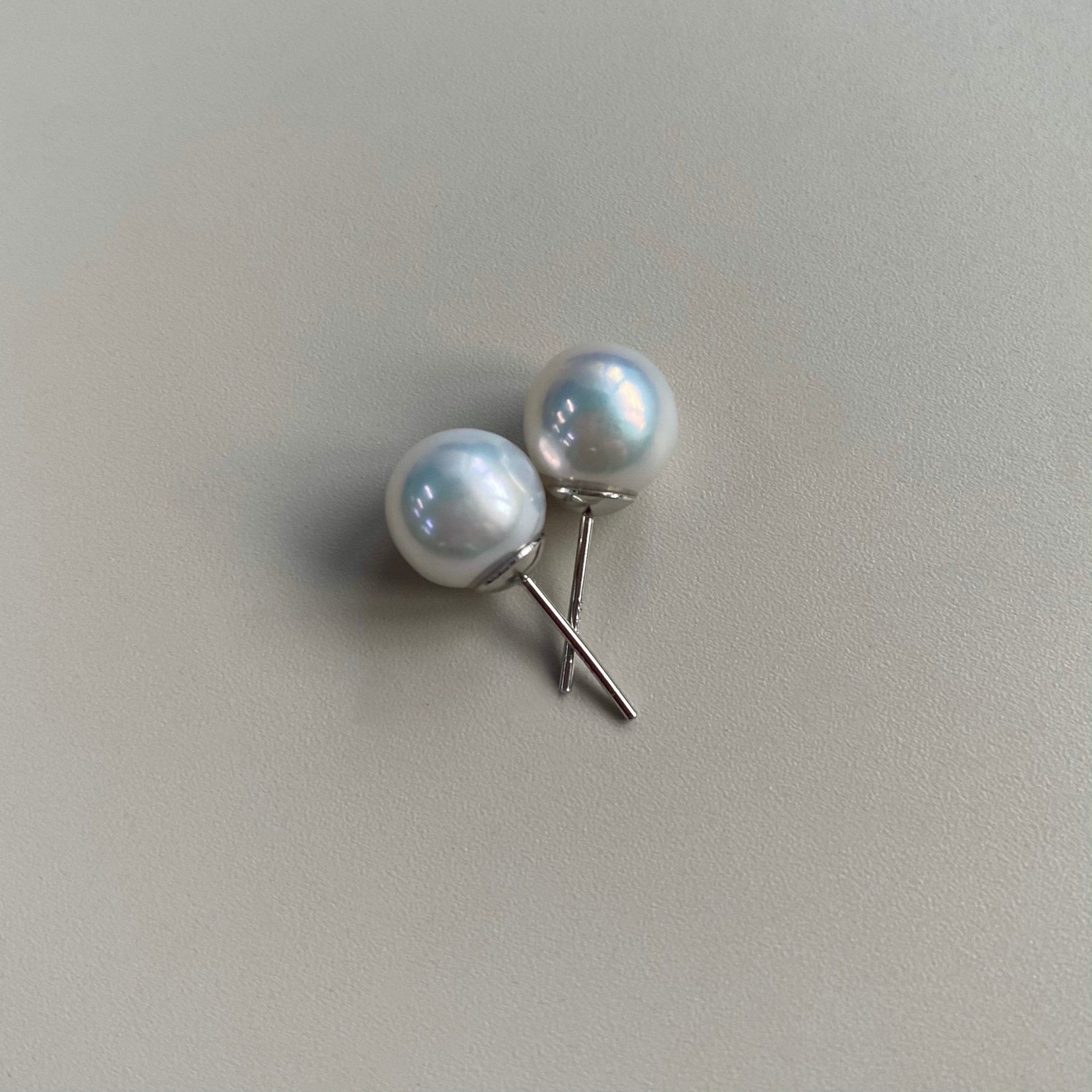 珍氏珠宝天然淡水珍珠耳钉女款S925银极光日常百搭素钉耳饰