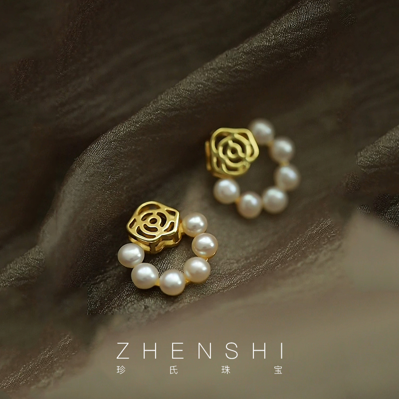 天然淡水珍珠耳钉耳环女
