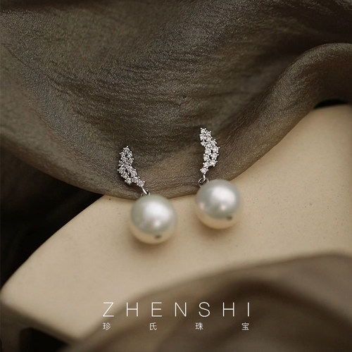 天然淡水珍珠耳钉女款