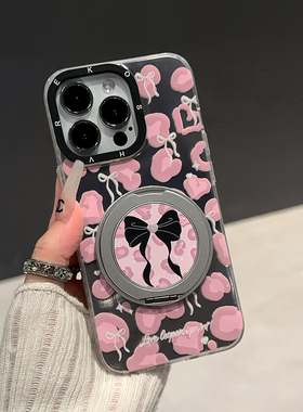 适用vivox200promini黑蝴蝶结豹纹x100/x100sIMD元气壳s7/s15磁吸支架二合一s20pro新款x70/x80pro高级手机壳