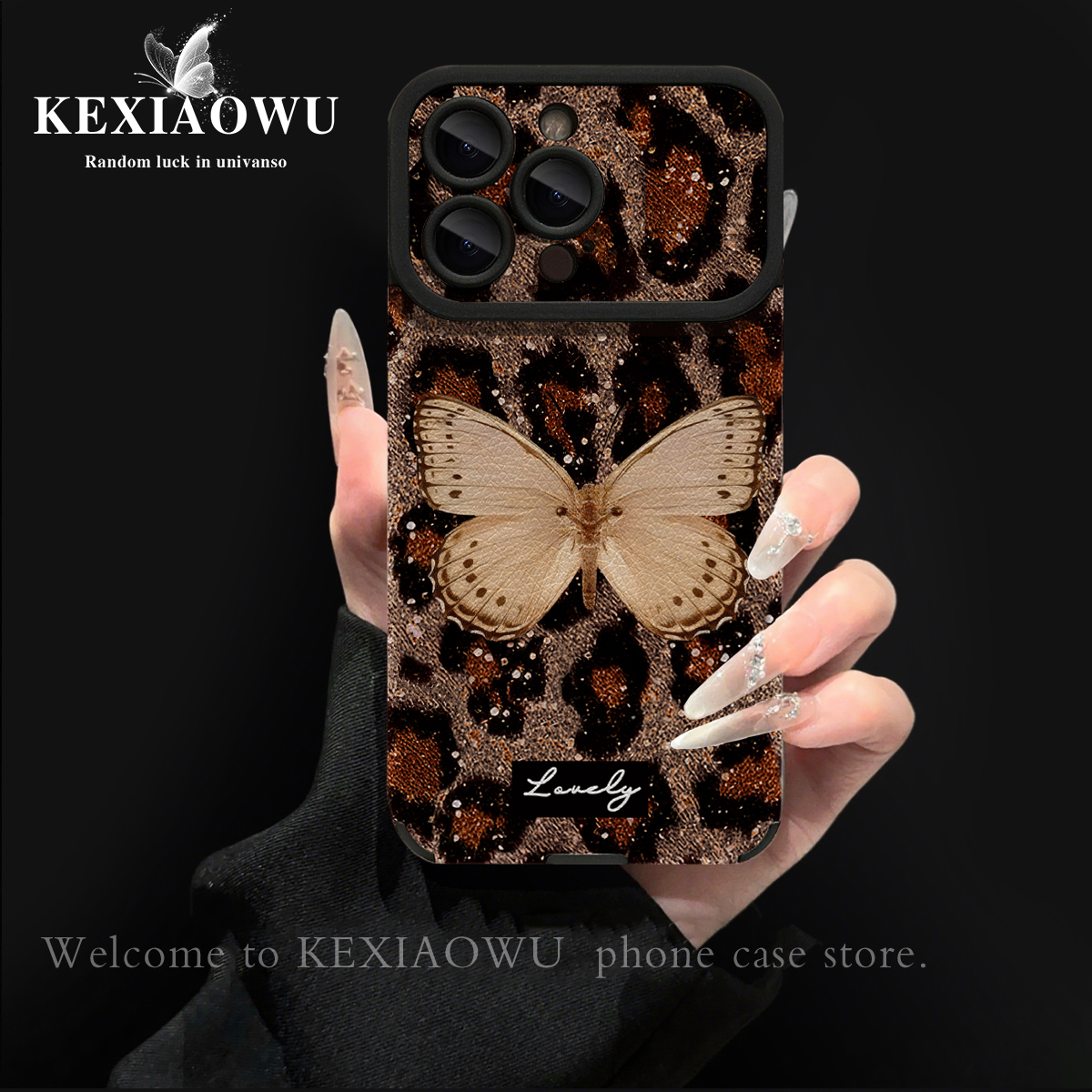 适用vivoy500豹纹蝴蝶手机壳