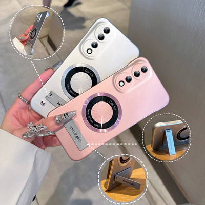 适用荣耀80手机壳30pro+圆环磁吸壳magic5/6pro超薄无边框x30镜子支架90se荣耀100保护套x50GT新款70/60se