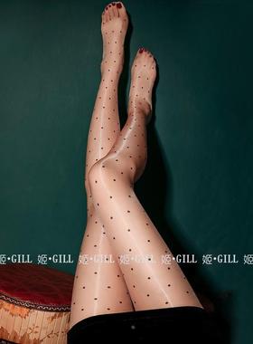 G姬ill：极光系列油亮油光波点款高密丝滑丝袜黑丝打底裤超薄少女