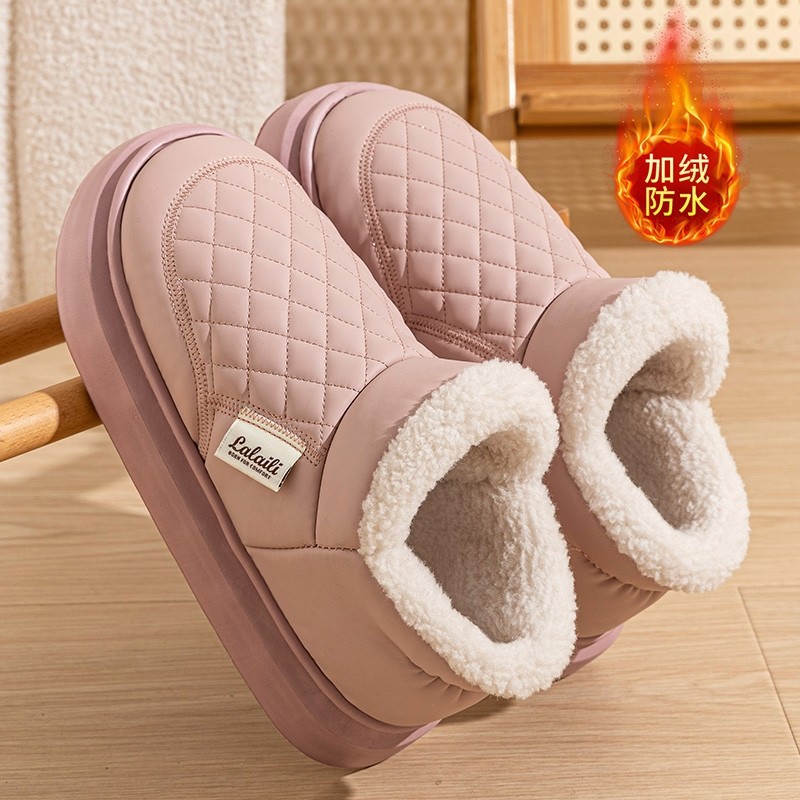 全包跟棉拖鞋女士冬季外穿简约新款家居室内加绒加厚防水棉鞋男款