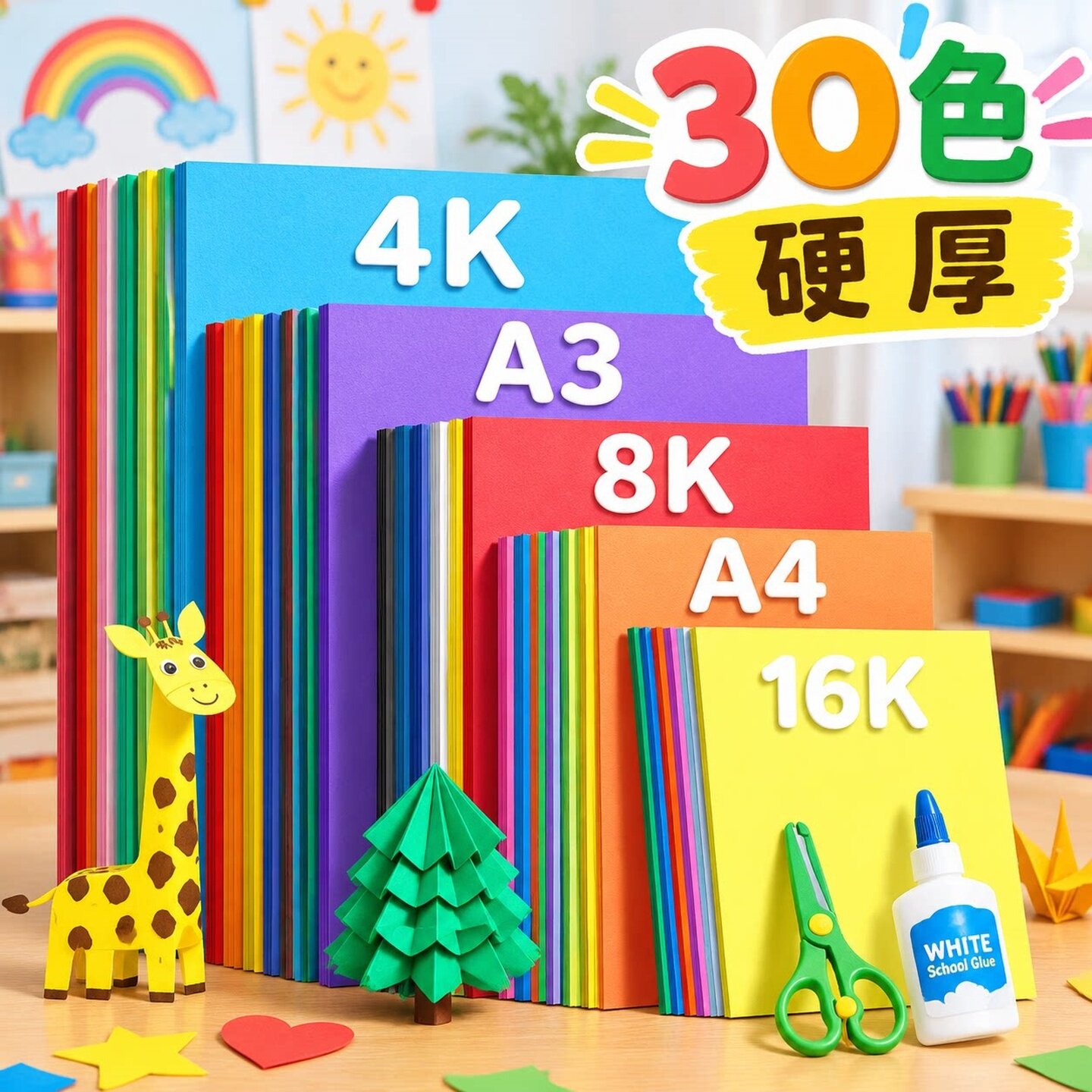 硬卡纸彩色卡纸剪纸儿童手工纸学生彩纸制作材料加厚美术一年级用