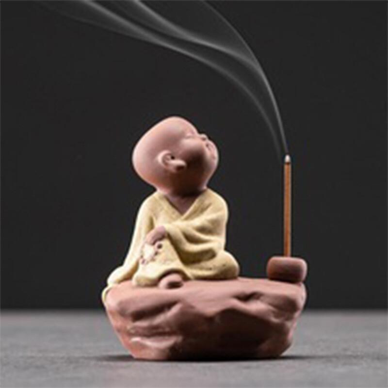 君鸿月创意紫砂手工家居陶瓷可爱佛小和尚茶盘茶宠摆件茶道配件