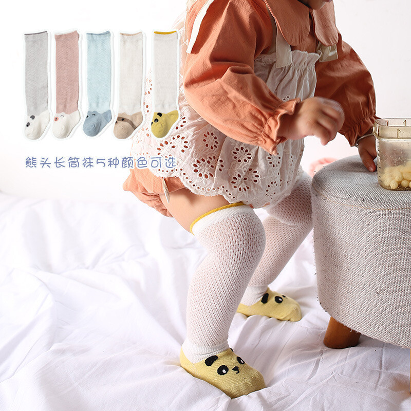 君鸿月婴儿长筒袜夏季超薄款宝宝袜子女童过膝防蚊袜棉儿童网眼
