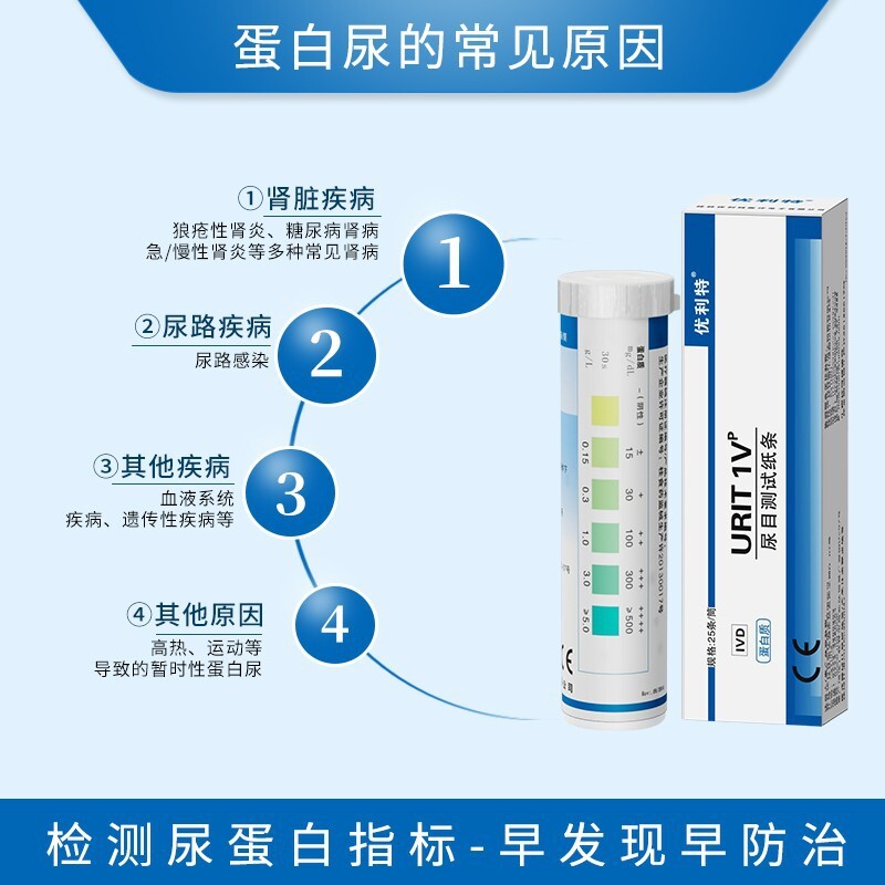 JHY/君鸿月 尿蛋白试纸条家用目测肾功能慢性肾炎尿常规检测试纸