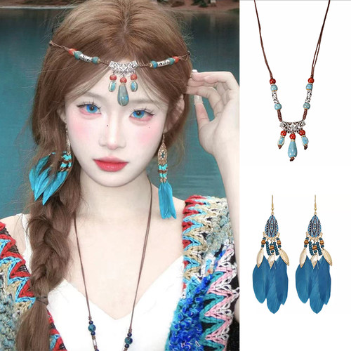 异域风复古流苏额头链发饰藏族