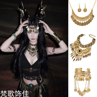 希腊埃及女神金色额头链头饰女波西米亚发饰异域风复古腰链配饰