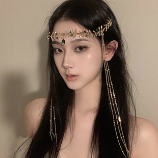 西域异域风公主流苏金色额头链发箍发饰敦煌眉心坠头饰发夹配饰