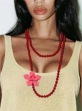 欧美夸张多层叠戴长项链