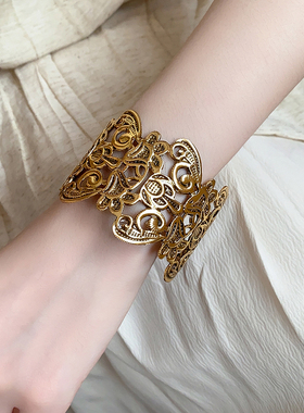 欧美复古时尚宫廷风镂空花纹手镯
