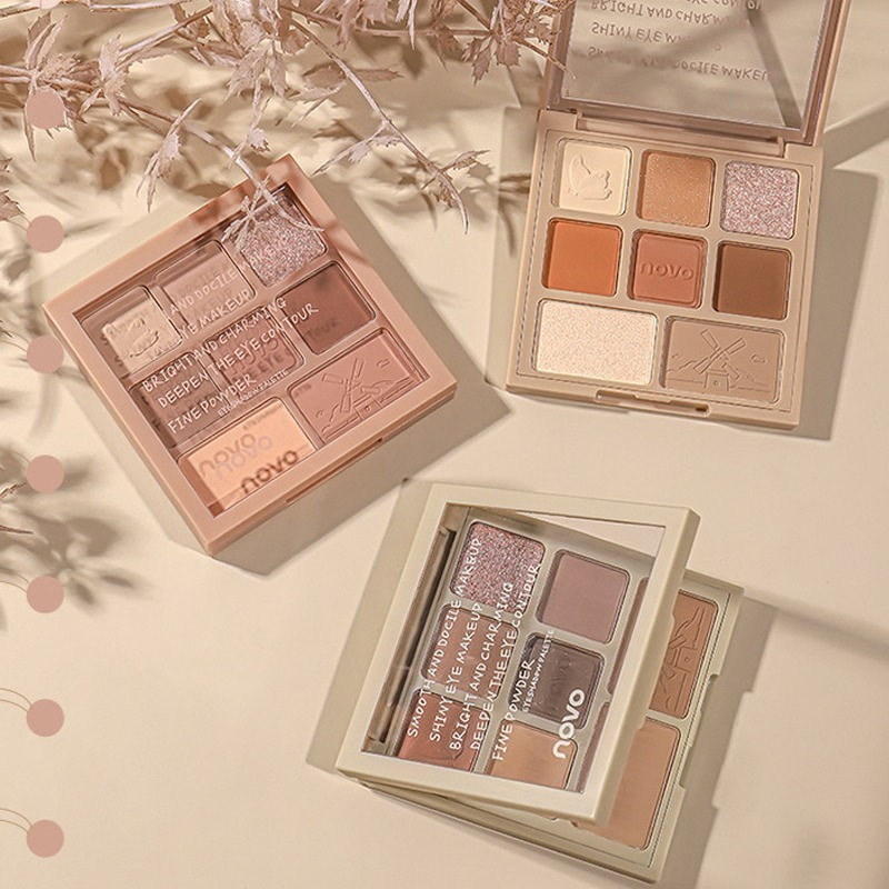 NOVO美眸初绽八色眼影珠光哑光亚麻栗棕色眼影超火大地色ins风女