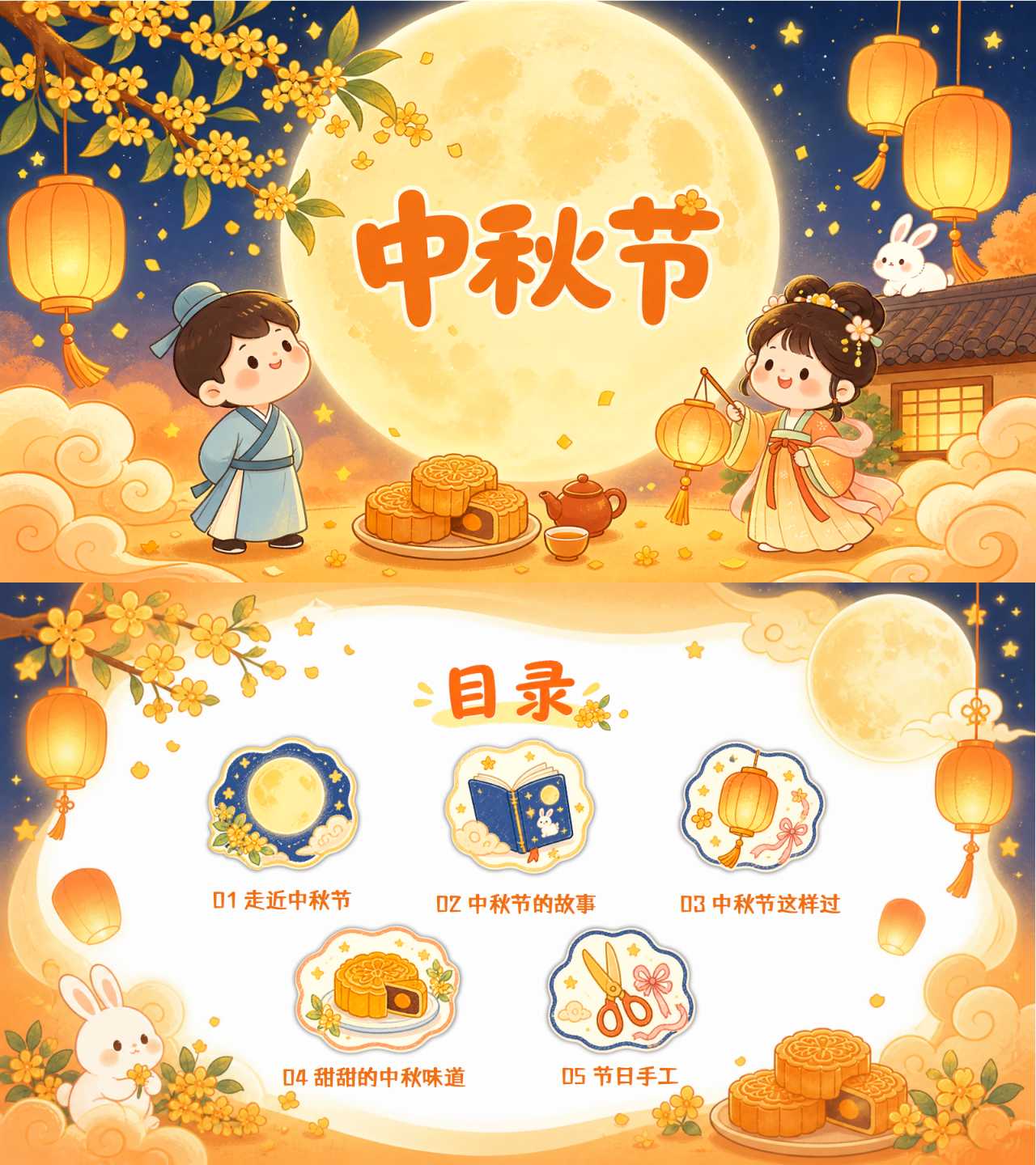 幼儿园社会领域教学中秋传统节日主题班会(中秋节)PPT发言稿教案