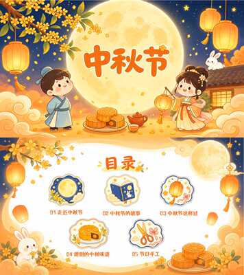 幼儿园社会领域教学中秋传统节日主题班会(中秋节)PPT发言稿教案