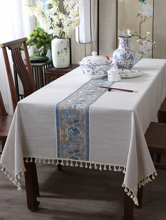 新中式桌布棉麻风轻奢高级氛围感亚麻轻奢高级感茶几桌布2025新款