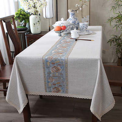 桌布布艺棉麻风2025新款轻奢高级感新中式高端亚麻餐桌茶几长方形