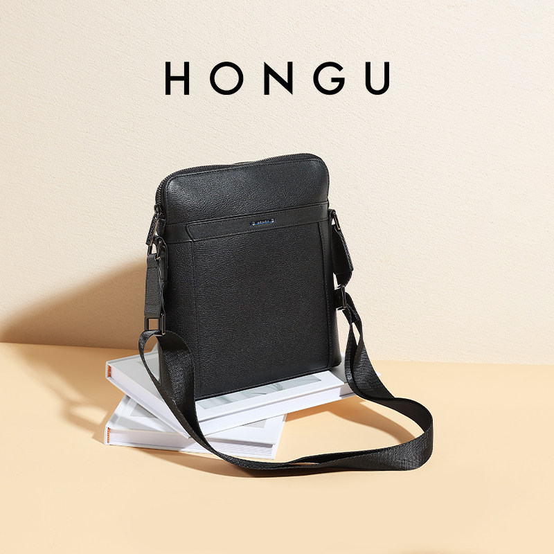 hongu/红谷2024新款男包真皮男士挎包大容量单肩包真皮斜挎包背包