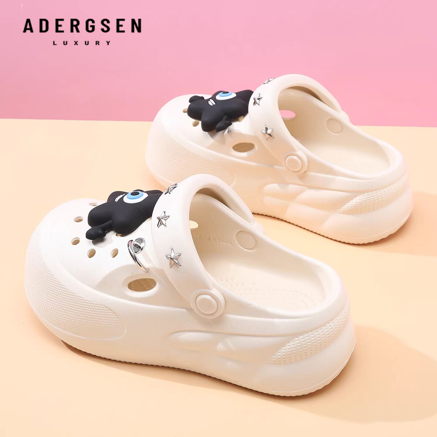 ADERGSEN可爱卡通洞洞鞋女厚底包头拖软底防滑沙滩凉拖鞋一脚蹬