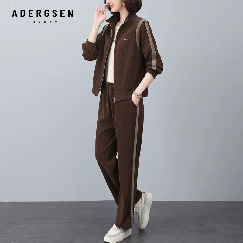 ADERGSEN韩版休闲套装女新款中年妈妈运动卫衣两件套修身显瘦开衫