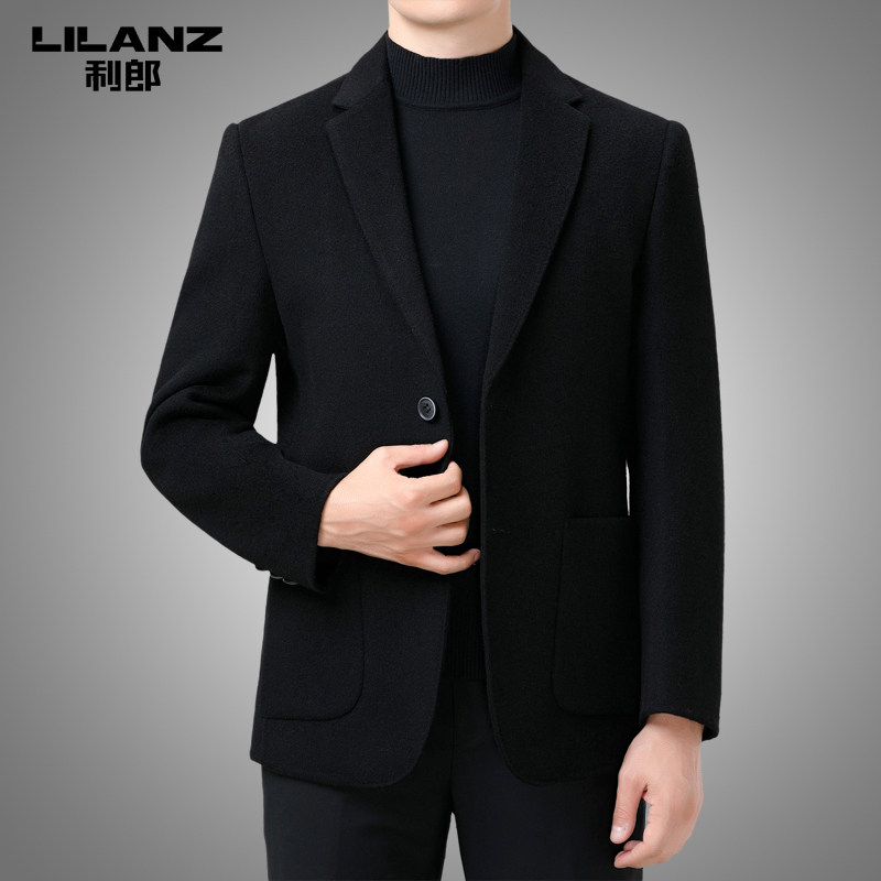 利郎双面呢羊绒大衣西装领冬季新款男士中年高端羊毛呢子休闲外套
