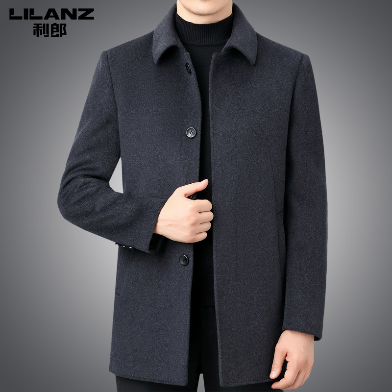 利郎双面呢羊绒大衣男士中长款保暖羊毛呢子冬季中年高端休闲外套