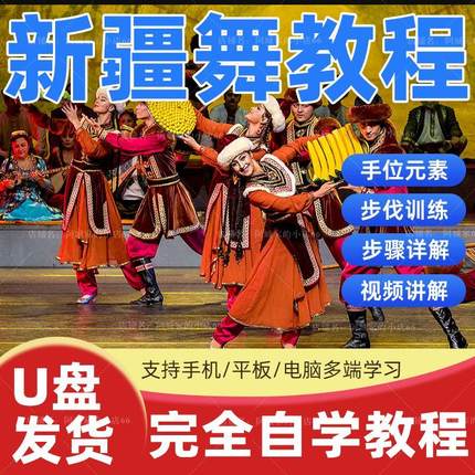 新疆舞教程高清视频名师动作分解教学零基础入门到精通培训课u盘