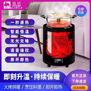 骆驼智能3D火焰家用取暖器室内取音调节暖烧烤煮茶多功能语