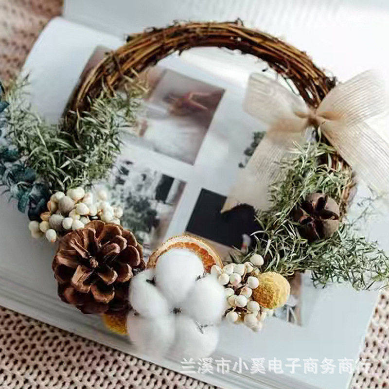 圣诞节花环diy材料手工藤环圣诞树挂件墙面装饰干花松果门挂藤圈,节庆用品/礼品,圣诞鹿,淘宝优惠券,粉丝福利购,淘宝优惠卷