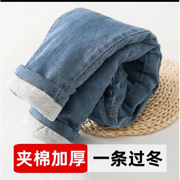 女中大童加厚加棉棉裤冬季儿童牛仔裤一条过冬三层夹棉宝宝外穿裤
