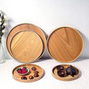 Tray Food Snack Style Dese Wood Round Plate Japanese Serving