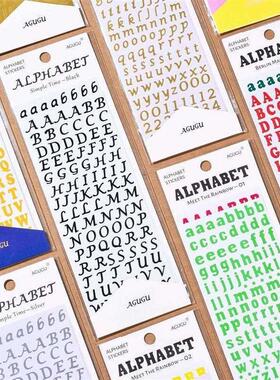 2 Sheets Number Letters Alphabet Plaid Decorative Stickers f