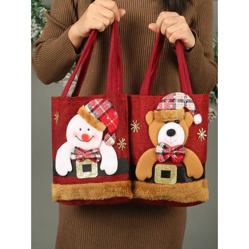 Christmas Gift Bag Linen Cloth New Year Children