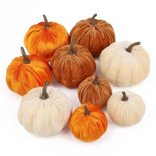 Velvet Halloween Artificial Ornaments Party Pumpkin 9Pcs