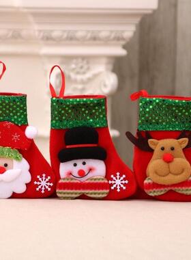 Glitter Christmas Stocking with Santa, 3D Holiday Gift Bag